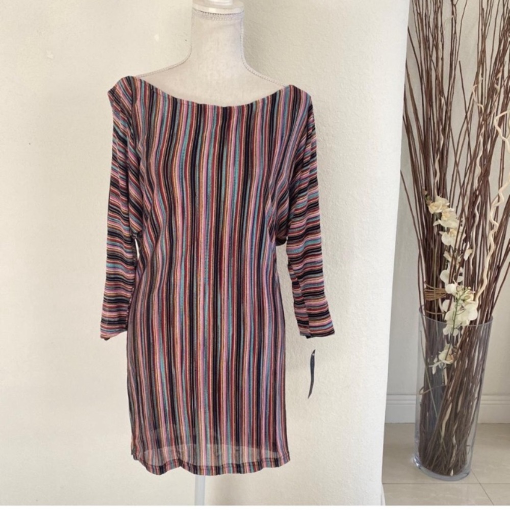 Karina Grimaldi Multi Color Stripe Mini Dress